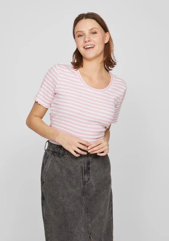 Buy Now Vila Thessa Round Neck Striped Top, Pastel Lavender