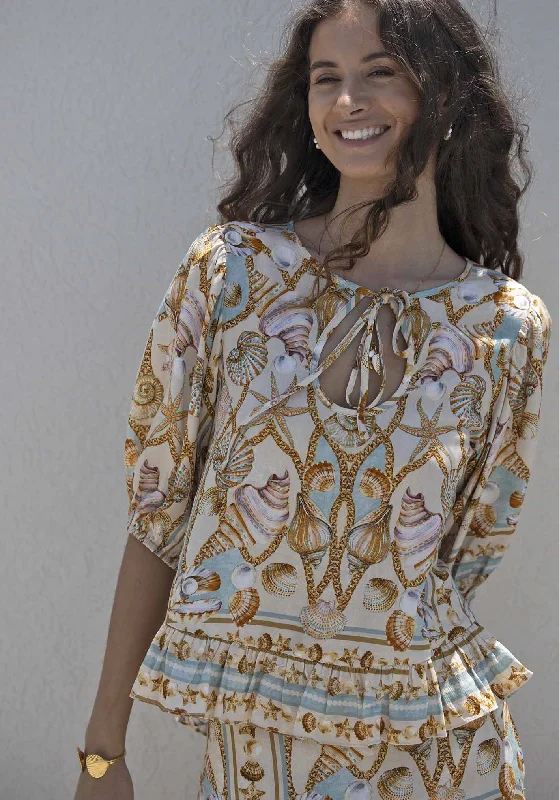 Steals and Deals Ocean Treasure Sleeve Blouse