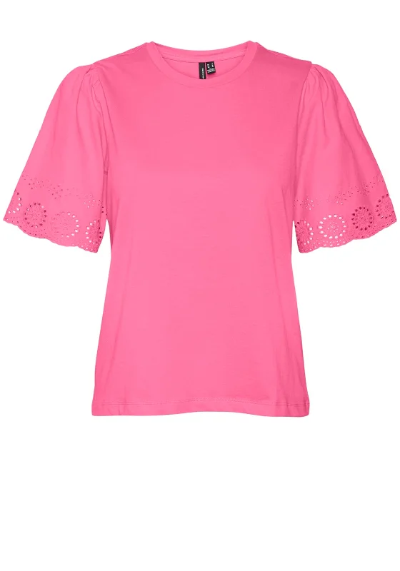Unbeatable Prices Vero Moda Emily Broderie Sleeve Top, Pink Cosmos
