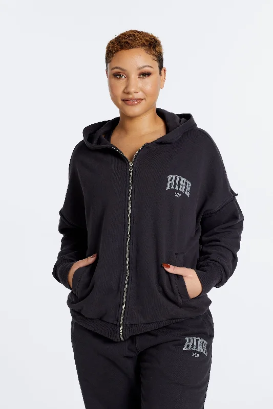 Act Now OVERSIZED WASHED ZIP UP HOODIE ONYX
