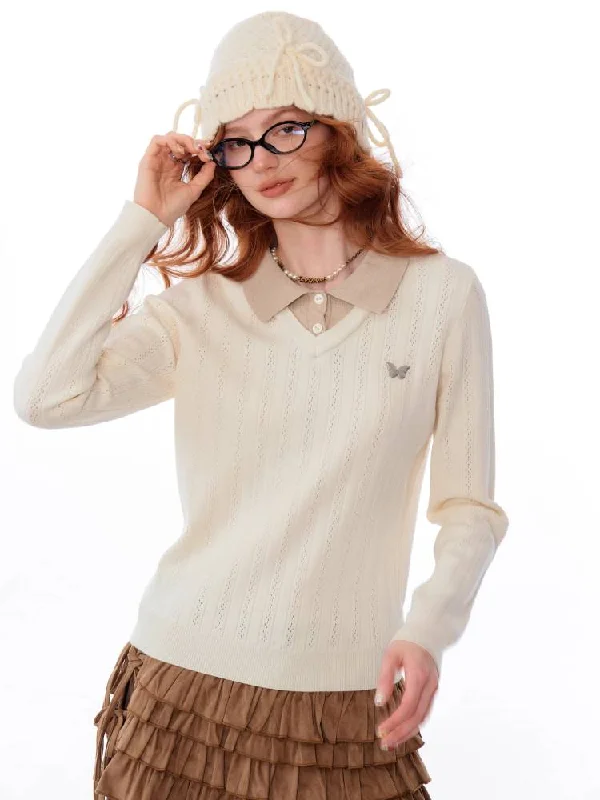 Price Rollback Retro fake two-piece slim sweater【s0000011028】