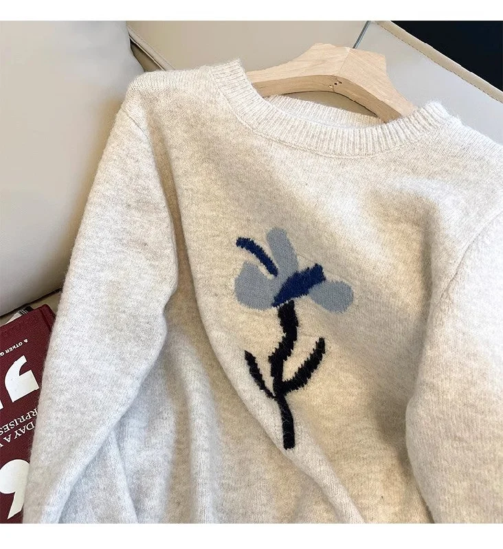 Must-Have Deals Jacquard round neck sweater for women soft sweater    S4804