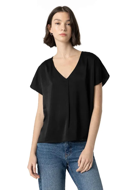Stock Up Tiffosi Max Satin Blouse, Black