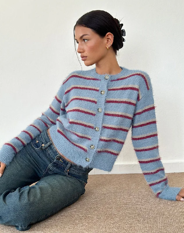 Special Price Audrina Cardigan in Blue and Red Stripe