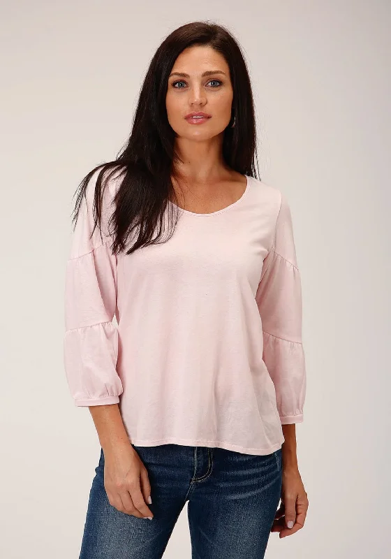 Deal Dash Stetson Womens Tiered Ruffle Pink Poly/Rayon S/S Tunic