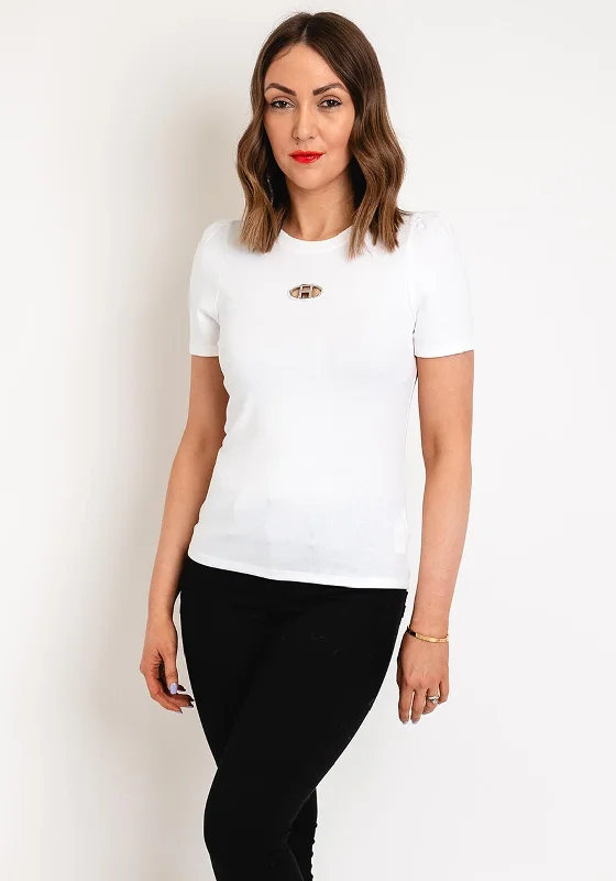 Don't Miss Out Serafina Collection H Embellished Cut out Top, White