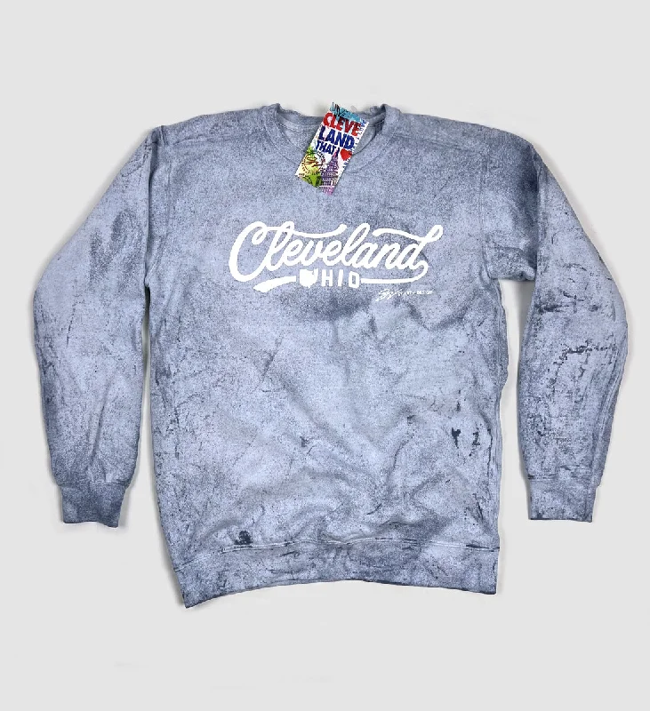 Stock Up and Save Cleveland Script Ocean Crew Neck Sweatshirt