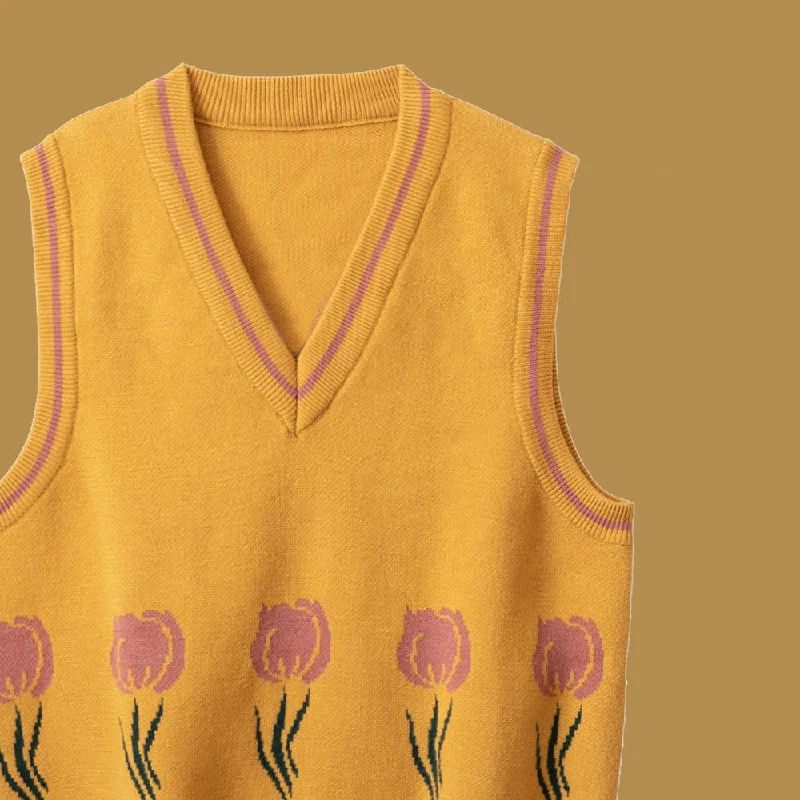 Weekend Deals That Sparkle Yellow Knit Vest  PL52503
