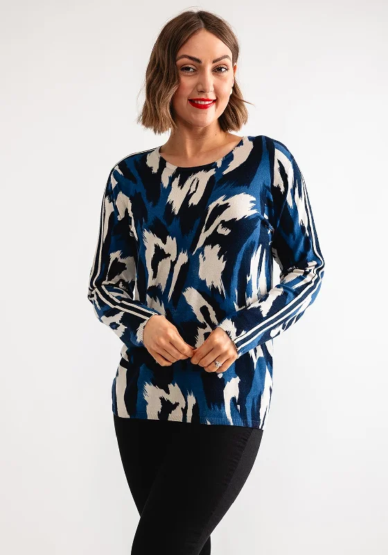 Super Sale Barbara Lebek Abstract Print Knit Top, Navy