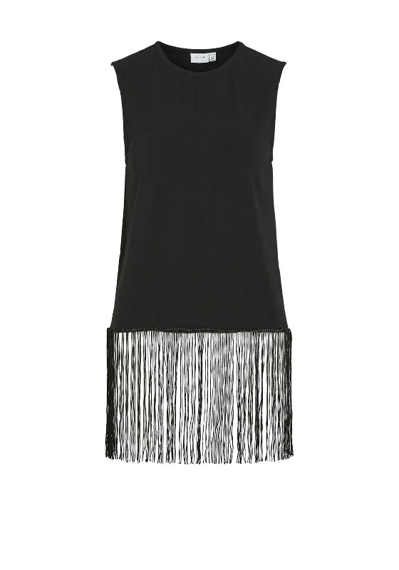 Final Markdown Vila Macia Fringe Hem Top, Black