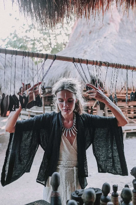 Seasonal Sale Black Boho Top • Black Kimono Cover-up Tunic