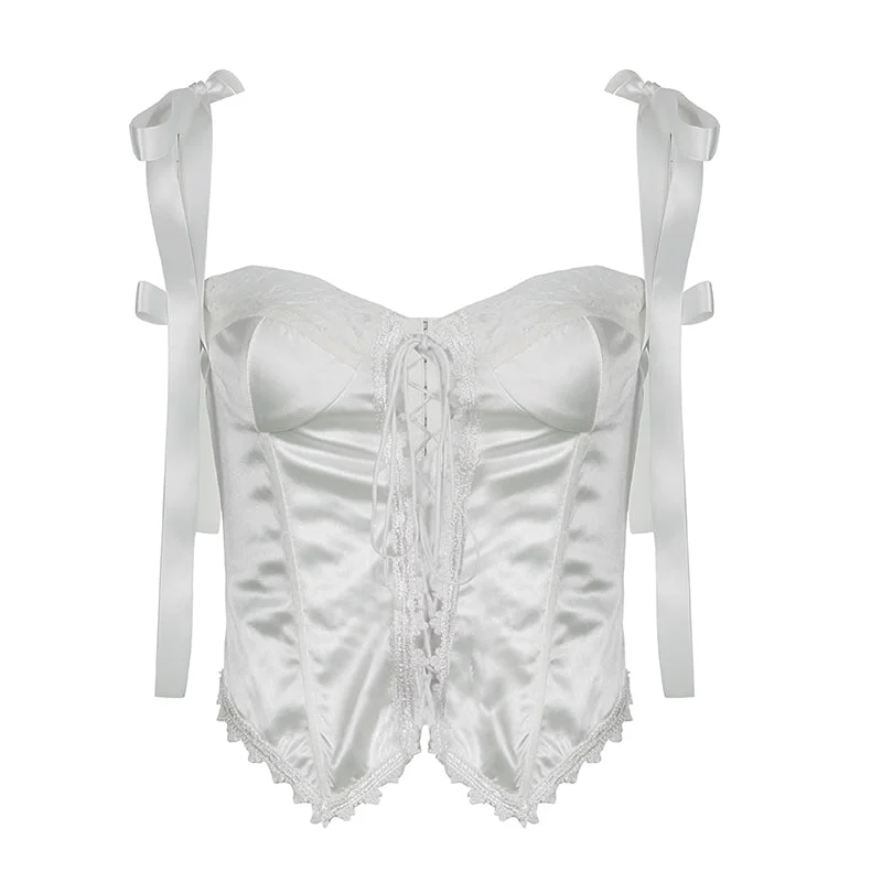 Weekend Wonders Await! Ballerina Bow Ribbon Satin Corset PL53451