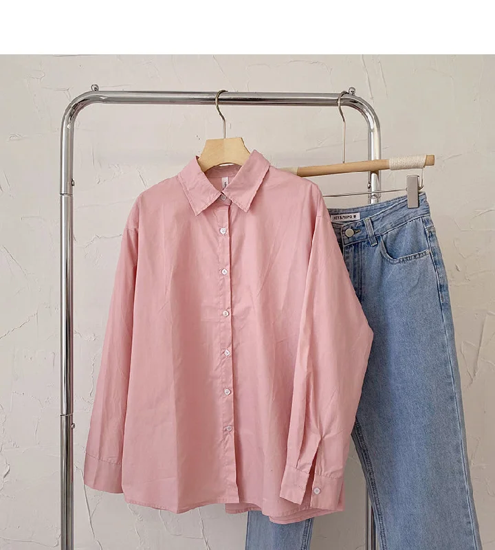 Limited Availability Long sleeve solid color shirt basic loose cardigan top  6423