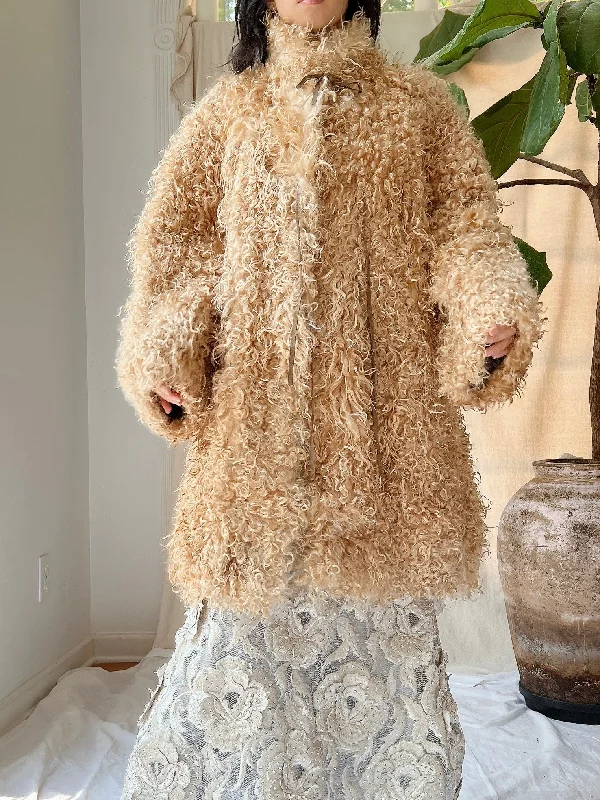 Can't Resist Vintage Curly Lamb Coat - S