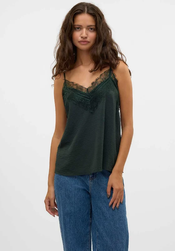 Bargain Prices Vero Moda Alva Singlet Lace Camisole, Green