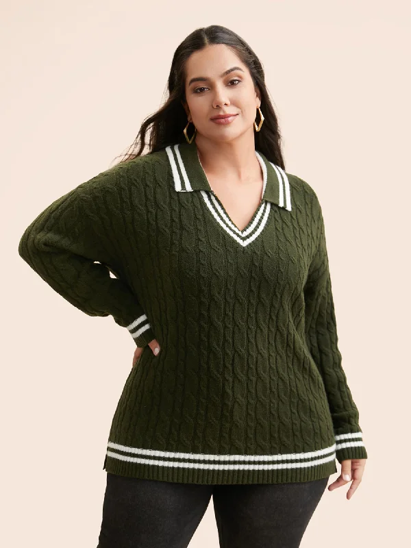 Today's Deal Contrast Trim Split Hem Pullover