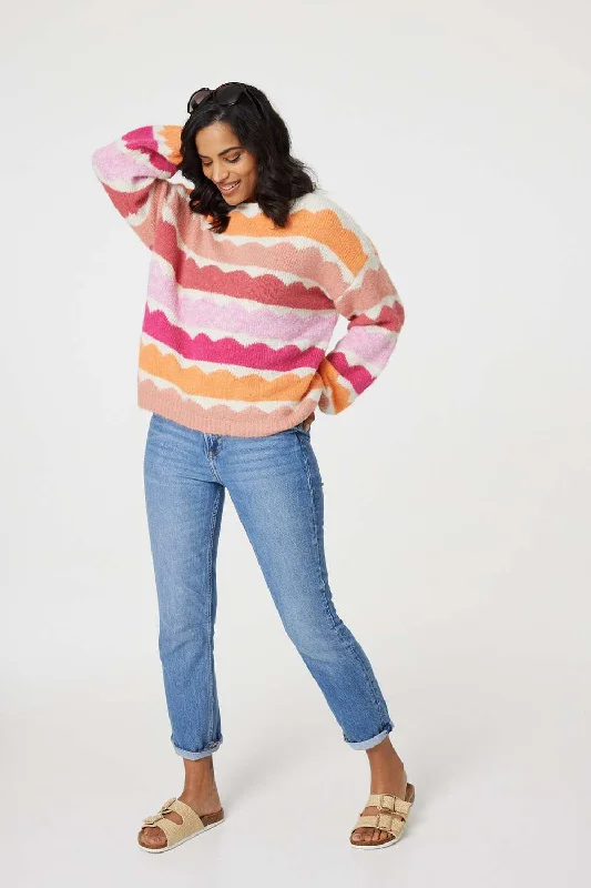 Pay Less Striped Oversized Knit Jumper