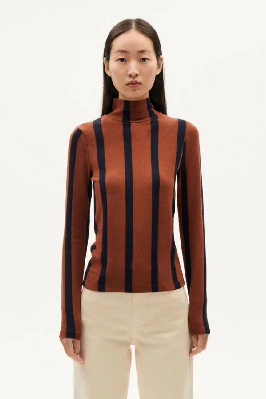 Savings Spectacular Ellen Striped Wool Top | Toasted Navy