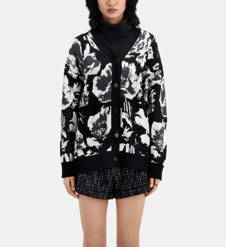 Shop and Save Wool-blend Printed Cardigan