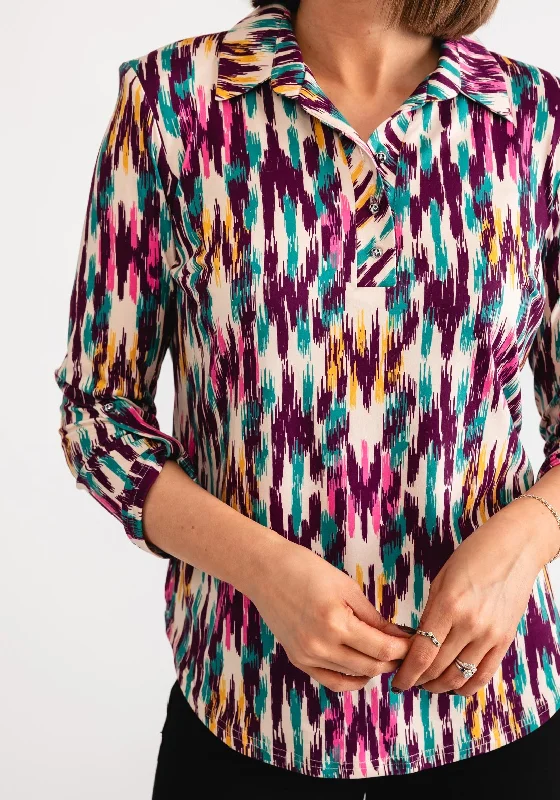 Price Break Leon Collection Abstract Print Blouse, Purple Multi