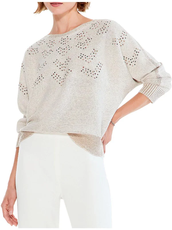 Super Deal Constellation Womens Embellished Knit Pullover Sweater