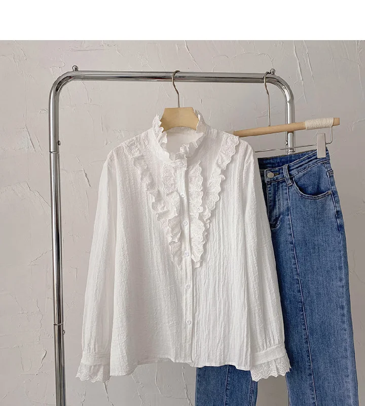 Price Drop Alert Blouse, women's foreign style, versatile stand collar top, fashion  6393
