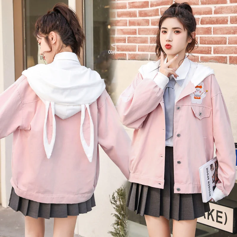 Weekend Discounts to Enjoy Cute pink hooded jacket PL51857