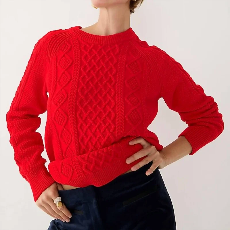 Value Deals Cotton Cable Knit Sweater In Red