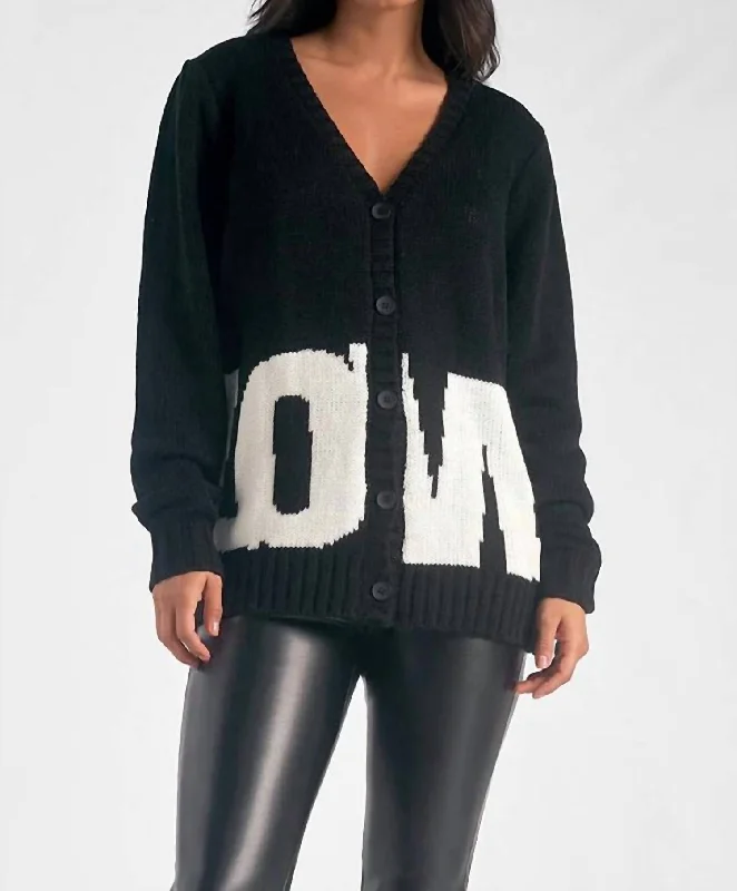 Weekend Specials to Snag Love Sweater Cardigan In Black/white