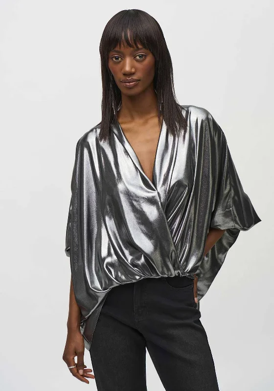 Weekend Bargains to Love Joseph Ribkoff Metallic Wrap Top, Silver