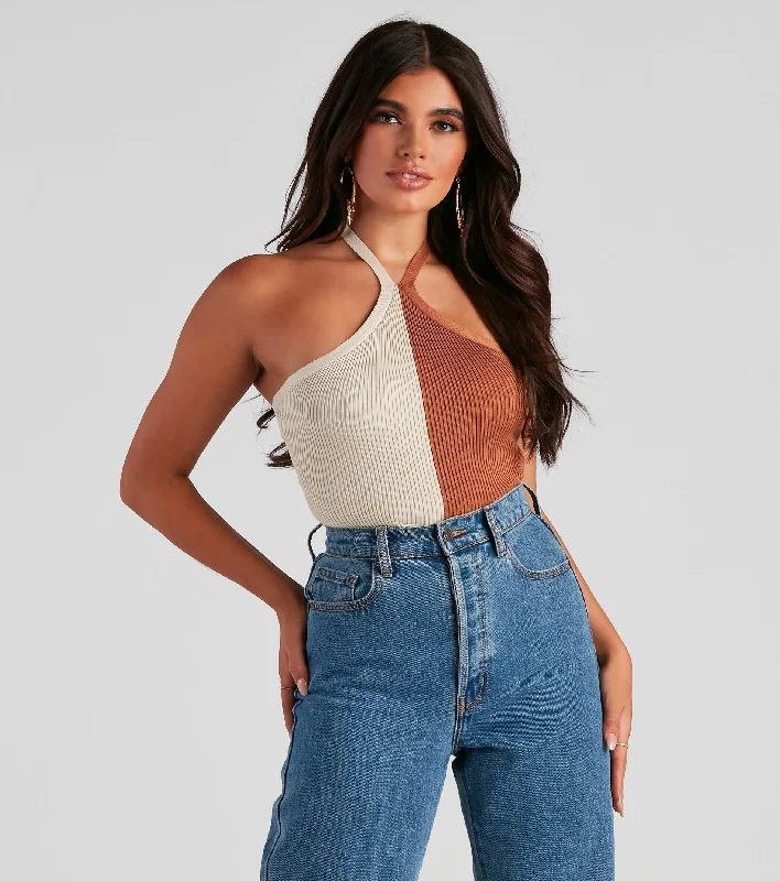 Steals and Deals Two Moods Sweater Knit Halter Top