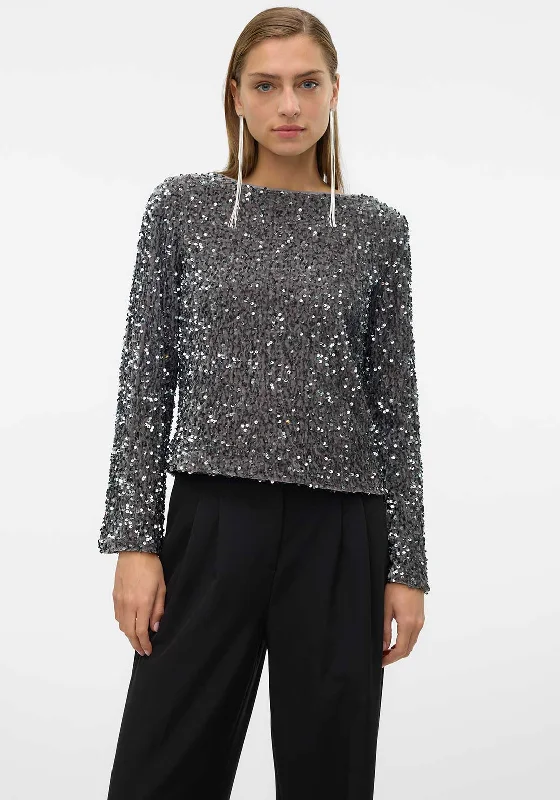 Act Now Vero Moda Bella Boatneck Top, Silver
