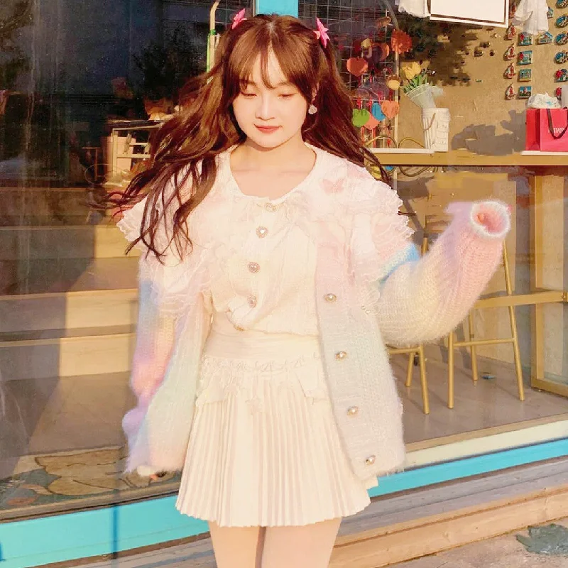 Discount Deals Rainbow Cardigan Sweater  PL52791