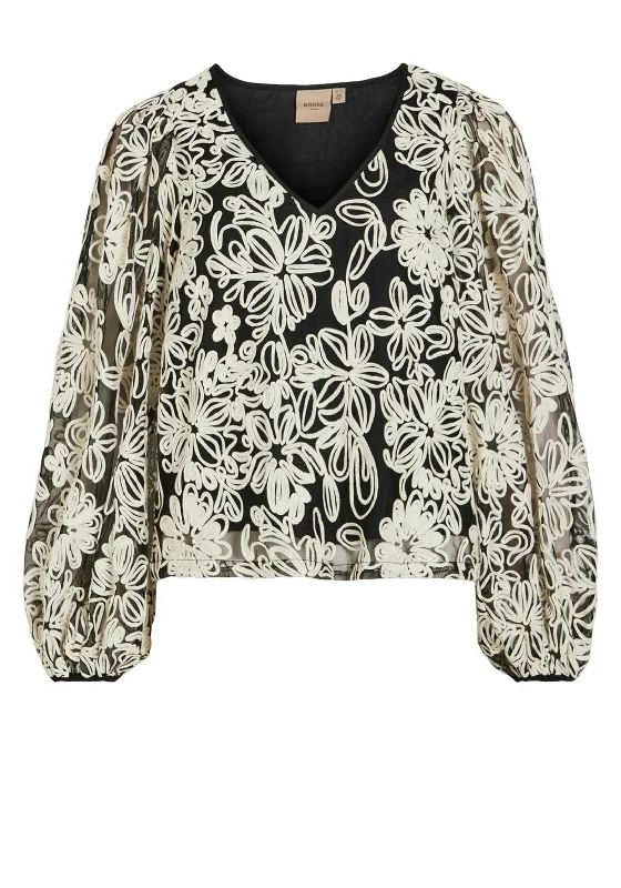 Best Bargains Vila Kala Floral Sketch Print Top, Meteorite