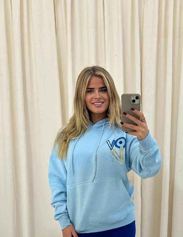 The Best Deal 11:11 Gold Heart Graffiti Hoodie Blue