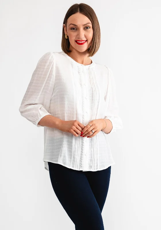 Hurry In Freequent Shu Lace Trim Blouse, Off White