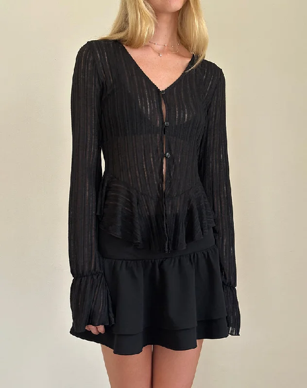 Markdown Madness Morgana Flute Knit Cardigan in Black