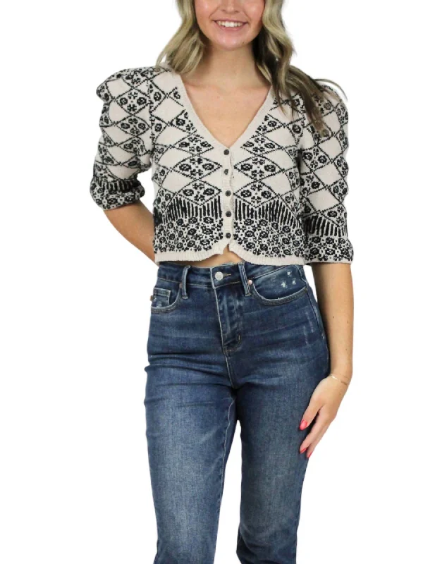 Overstock Sale Geo Floral Cardigan In Black Crystal Combo