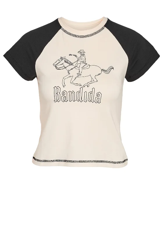 Hot Buy Noisy May Katinka Cropped Raglan Cowgirl T-shirt, Pearled Ivory