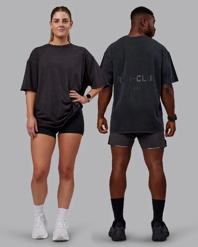 Unisex Washed RUN CLUB FLXCotton Tee Oversize - Black-Black