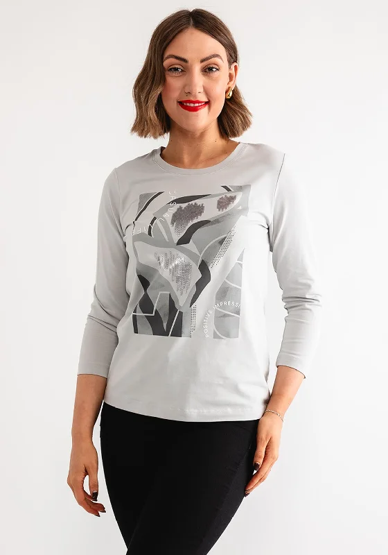 Stock Up and Save Rabe Sequin Embellished Graphic Top, Grey