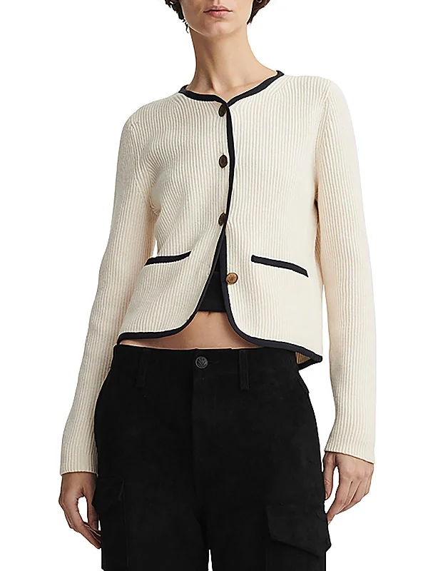 Flash Deals Nancy Womens Wool Button-Down Cardigan Sweater