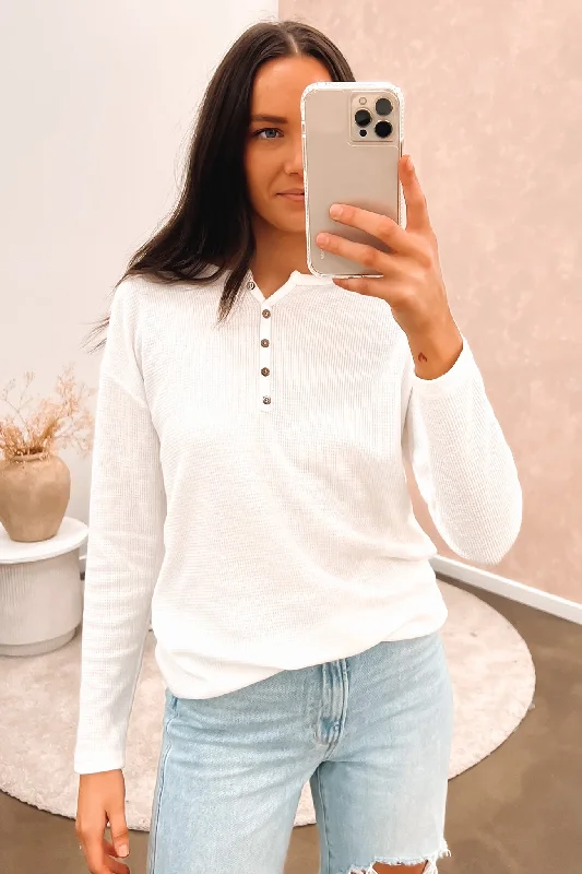 Blowout Deals Avery Long Sleeve Top White