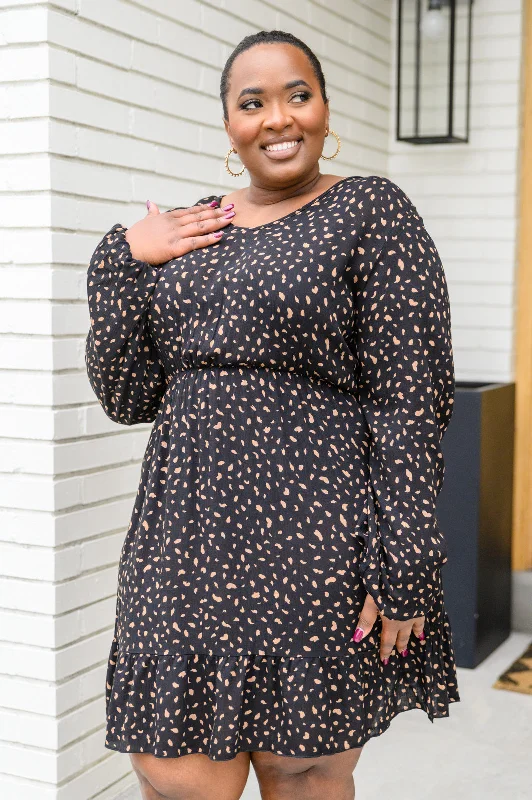 Savings Soar This Weekend Make Your Happiness Long Sleeve Dress in Black