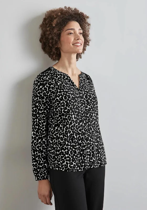 Super Savings Street One Animal Print Blouse, Black