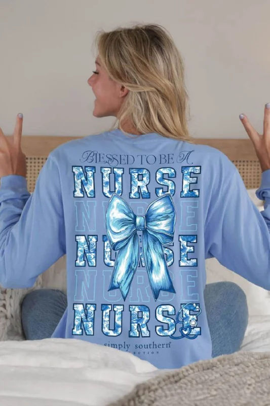 Crazy Deals Simply Southern Long Sleeve Blessed Nurse T-Shirt for Women in Vista | LS-NURSE-VISTA