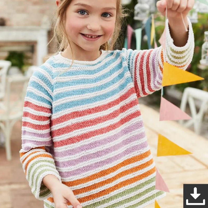 Kinder Raglanpullover gestreift Strickset - Lana Grossa (PDF)