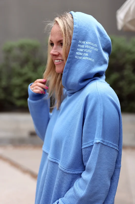 Must-Have Deals More Kindness (Cobalt Blue) - Hidden Message Oversized Waffle Hoodie