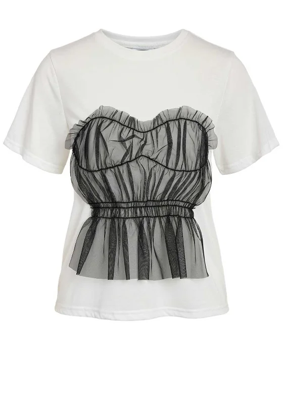 Sale Event Noisy May Rema Tulle Corset T-Shirt, Bright White