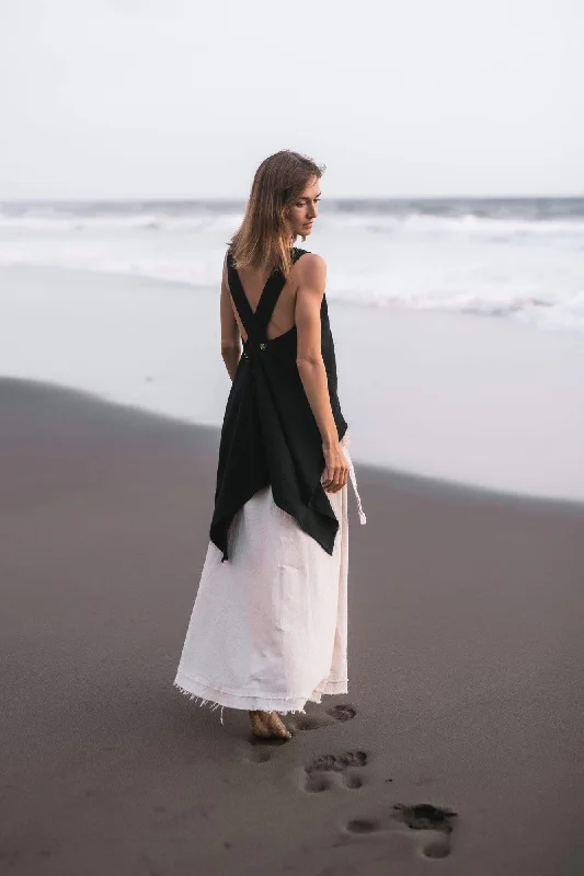 Exclusive Offer Black Linen Boho Top for Women • Viking Tunic
